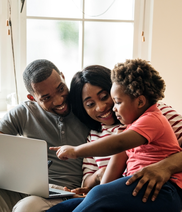 Family using computer together