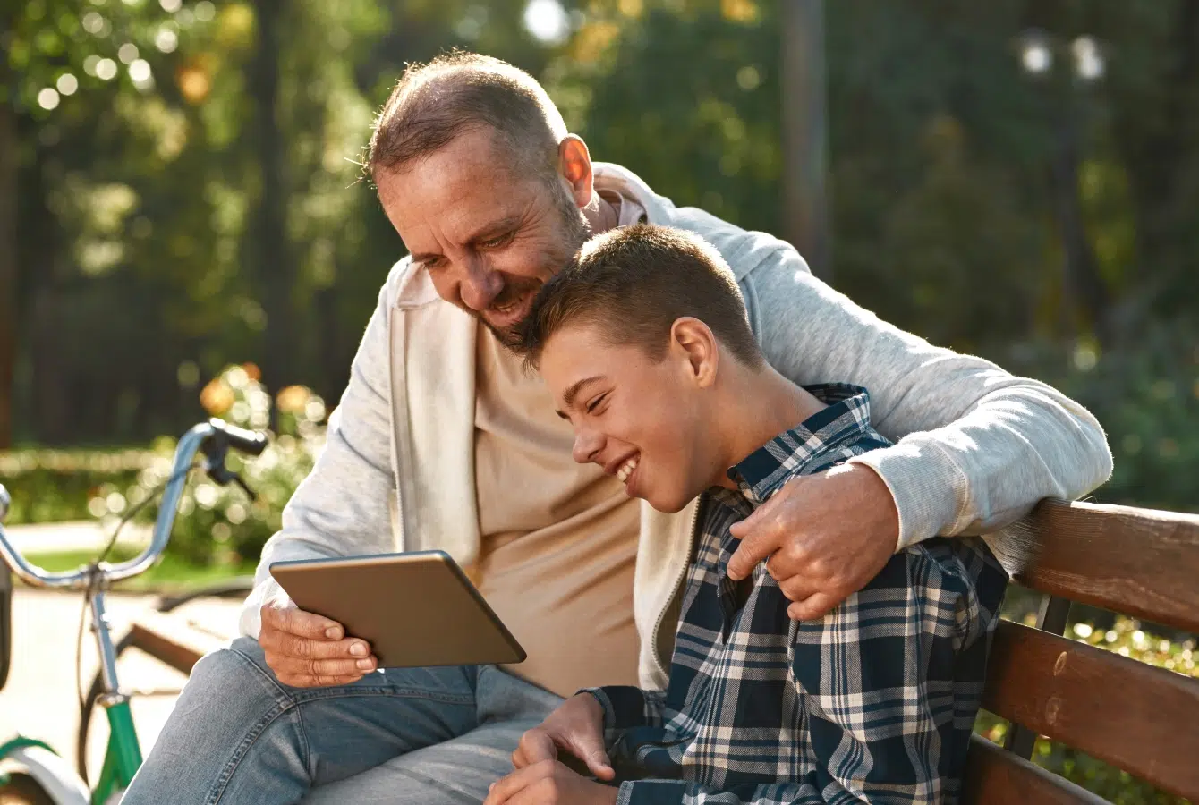 man-and-son-on-park-bench